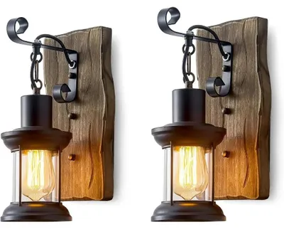 Immagine prodotto di Applique, design rustico, illuminazione versatile, 2 pezzi, lampadina non inclusa