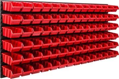 Immagine prodotto di Sistema di stoccaggio Scaffale da officina | 172 x 78 cm | 84 pezzi Scatola | Scaffale a muro con contenitori impilabili - Pannelli a muro Scaffale extra forte Scaffale portautensili Scaffale da magazzino Scaffale da garage