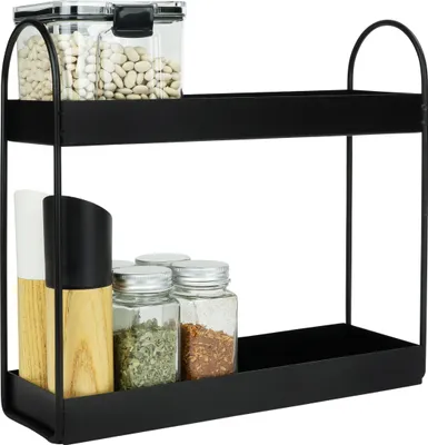 Immagine prodotto di QUVIO Portaspezie verticale - Portaspezie da cucina - Carosello di spezie - Organizzatore da cucina - Portaoggetti da cucina - Metallo - 10 x 32 x 29 cm - Nero
