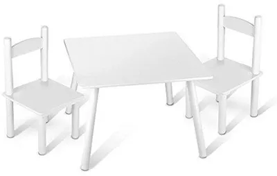 Productafbeelding van Houten kindertafel met 2 stoelen - Kindermeubelset 60x60x42 cm
