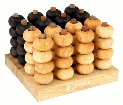 Produktbild von Elzusha – 3D-Holz-Strategiespiel „Vier gewinnt 3D“ – Reiseversion für 2 Spieler