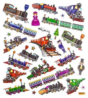 Produktbild von DEKORATIVE AUFKLEBER für Kinder Scrapbooking 26 Stück DpCraft Lokomotiven