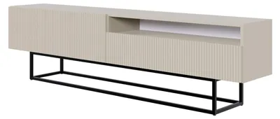 TV-Möbel 175 cm, taubengrau, schwarzes Gestell, Push-to-Open