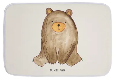 Produktbild von Mr. & Mrs. Panda Badteppich Bär sitzend - Weiß - Geschenk, Teddy, Badematte, Badvorleger, Badezimmerteppich, duschmatte, Badläufer