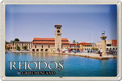 Produktbild von Blechschild Reise 30x20cm Rhodos Griechenland Stadt Meer Urlaub