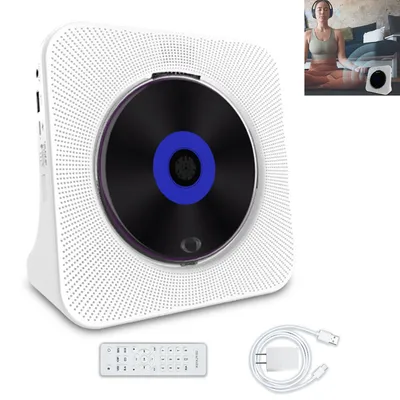 Produktbild von Retro CD Player Bluetooth HiFi Stereo, USB/FM/AUX Input, LED Display, Fernbedienung, tragbarer Musikspieler, Weiß