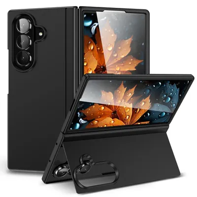 Produktbild von Schutzhülle mit Halterung für Samsung Galaxy Z Fold 7 Hard PC Kratzfest Klappständer Schwarz