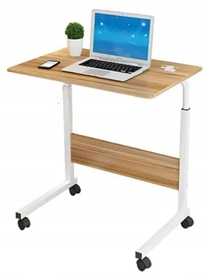 Obrázek produktu pro Výškově Nastavitelný Stůl Stolek Na Notebook 71–90 Cm Na Kolečkách Deska 60 X 40 Cm Pro Pohodlnou Práci Vsedě I Vestoje