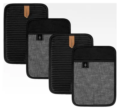 Produktbild von Baumwoll-Topflappen Groß 4er Set Rutschfeste Topflappen für Kochen und Backen - Schwarz