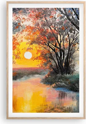 Produktbild von Gerahmtes Poster - Rahmen in heller Eiche - Fluss Sonne Bäume - 61x91,5 cm - Wand Bild - Wanddeko - Wandbilder - Wandposter - Bilderrahmen - Bilder - Kunstdruck - Wandbild - P2NPA61x91-4190