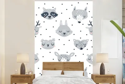 Produktbild von MuchoWow® Fototapete für Wohnzimmer oder Schlafzimmer Wandtapete Vinyl Motivtapete Tiere - Design - Kinder - Jungen - Mädchen - Baby - 225x350 cm - Kindertapete - Schlafzimmer tapete