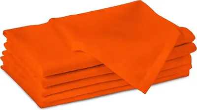 Produktbild von Set aus 6 quadratischen Servietten, wiederverwendbar, waschbar, 100% Baumwolle, einfarbig, für Zuhause, Restaurants, Partys, täglichen Gebrauch - 43 x 43 cm, orange