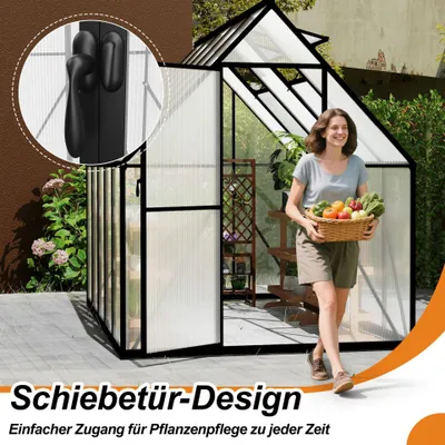 Obrázok produktu pre LZQ Hliníkový skleník pre záhradu, so 6 cm hrubším základom, 280 × 180 × 195 cm cm ako skleník záhradný domček Zimovzdorný rastúci paradajkový domček studený rám a domček pre rastliny