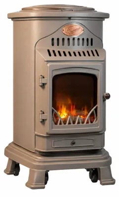 Image de Poêle à gaz Fonte véritable 3.4KW MARRON Miel Effet feu de bois Provence Sahara