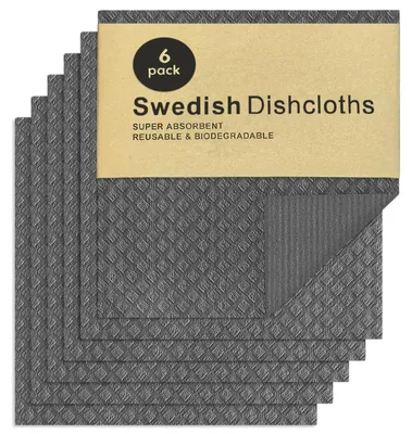 6er Set wiederverwendbare Reinigungstücher, grau, 18x20 cm