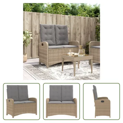 Produktbild von The Living Store Gartenbank Verstellbar mit Kissen Beige Poly Rattan