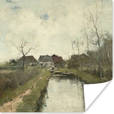 Produktbild von MuchoWow® Poster Häuschen an einem Graben - Gemälde von Anton Mauve 75x75 cm - Wand Dekoration