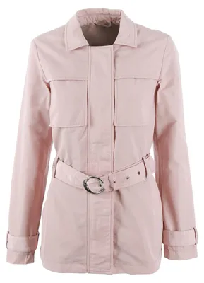 Produktbild von Damen Elegante Langärmelige Jacke mit Gürtel, Brusttaschen und Reißverschluss Rosa Größe S