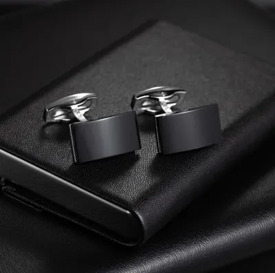 Obrázek produktu pro Manžetové knoflíčky černý obdélník