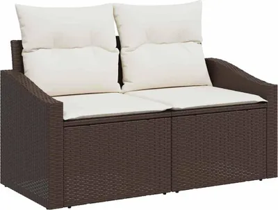 Obrázok produktu pre Záhradná pohovka vidaXL s vankúšmi, 123 x 62 x 69 cm, poly-ratan