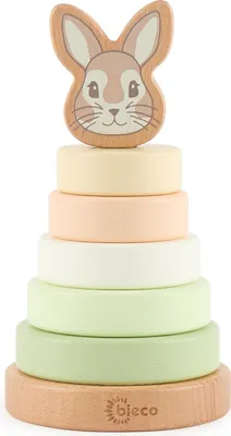 Image de Tour à empiler Bieco Lapin Fine | Bois durable ® | 19 cm | Jeu d'encastrement à partir de 1 an Anneaux à empiler pour bébé Tour en bois Jouet en bois pour bébé à partir de 1 an Tour à empiler en bois pour bébé Tour à empiler à partir de 1 an Jeu d'encastrement