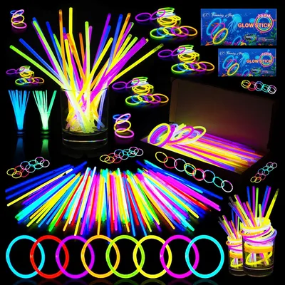 Imagen del producto de Juego de palitos luminosos, 200 unidades, fluorescentes, con conectores, para fiestas