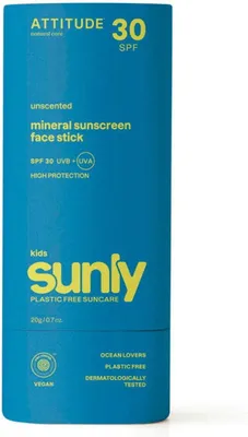 Obrázek produktu pro ATTITUDE Tyčinka dětská 100% minerální ochranná na obličej a rty Sunly SPF 30 bez vůně 20 g
