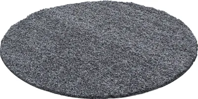 Produktbild von Teppich Wohnzimmer Hochflor Grau 120x120 Rund Unicolor - Einfarbig aus Polypropylen