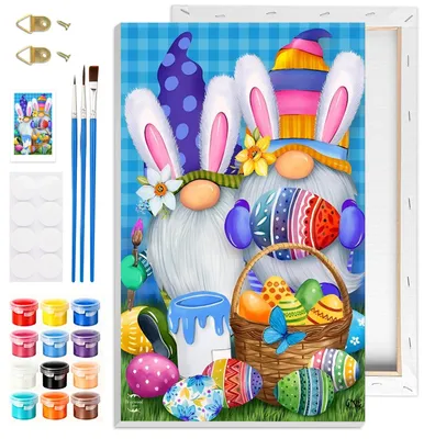 Productafbeelding van Kleur-op-nummer set - afbeelding: tuinbeeldje op canvas met lijst - voor volwassenen en kinderen - 20x30 cm