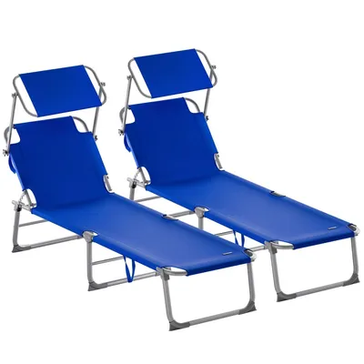 Produktbild von CASARIA® Sonnenliege klappbar Wetterfest Stahlrahmen 150kg Belastbar Sonnendach Garten Strand Klappliege 195x60x30cm UV-beständig Gartenliege, Farbe:2x Blau