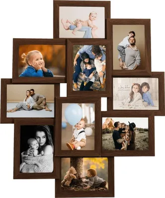 Image de vidaXL Cadre photo collage pour 10x(10x15 cm) photos brun foncé MDF