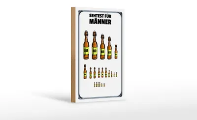 Produktbild von Holzschild Alkohol 12x18cm Sehtest für Männer Bierflaschen