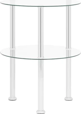 Obrázok produktu pre vidaXL Bočný stolík s 2 policami Transparentné tvrdené sklo 38 cm