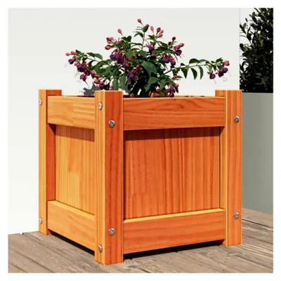 Produktbild von Pflanzkübel Wachsbraun 31x31x31 cm aus massivem Kiefernholz