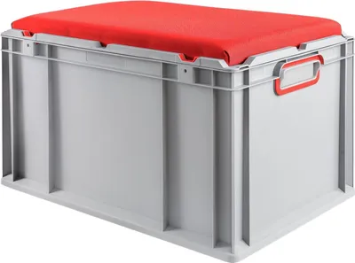 Produktbild von Eurobox NextGen Seat Box Rot | HxBxT 36,5x40x60cm | 65 Liter | Griffe geschlossen | Grau | Eurobehälter, Sitzbox, Transportbox, Transportbehälter, Stapelbehälter