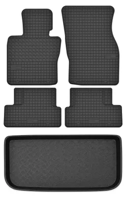 Productafbeelding van Rubberen automatten + kofferbakmat voor Mini Cooper F56 2014-2024 (hatchback) – 5-delig, zwart, op maat – Wielganizator