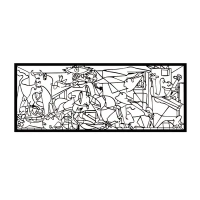 Image de Peinture ajourée 3D Décoration murale 3D Peinture "Guernica de Pablo Picasso" 100x40cm Noir