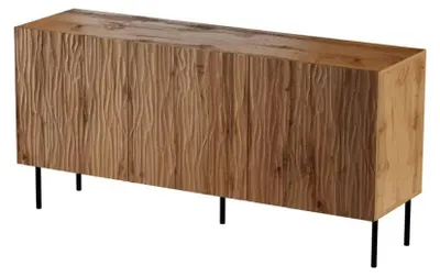 Produktbild von Cama JUNGLE Kommode 152x40.5x74.5 Eiche wotan + schwarze Beine, Eiche, Partikelbord, Einfarbig, Modern, Rechteckig, Partikelbord