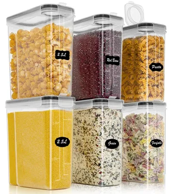 6er-Set luftdichte Vorratsbehälter 2,5 L, Kunststoff, BPA-frei