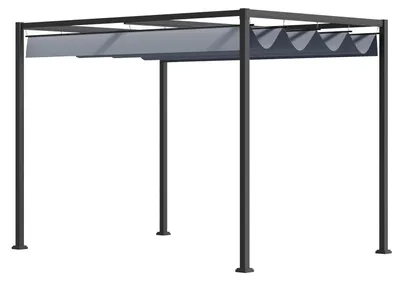 Image de Pergola Pavillon de Jardin 4x3m, Toiture de Patio en Acier, Pavillon de Jardin avec Toit Ajustable, Autoportant, Protection Solaire pour Terrasse et Jardin, Gris Foncé
