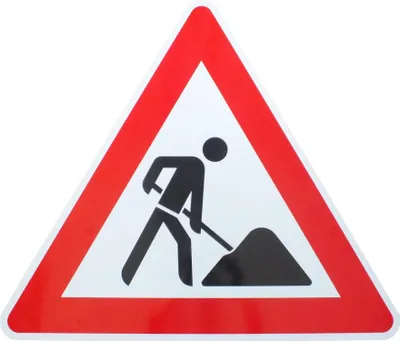 Produktbild von ORIGINAL Verkehrsschild Achtung Baustelle Nr. 123 Verkehrszeichen 900 mm Schilder RAL nach StVO Warnschild Verkehrsschilder Schaufelmannschild Schild Baustellenmann