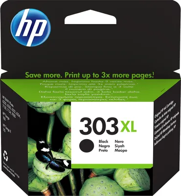 The image shows the packaging of an HP ink cartridge.