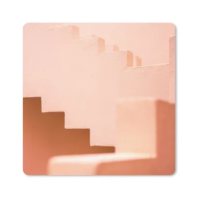 Produktbild von MuchoWow® Mauspad Mousepad Architektur - Treppe - Pastell - Rosa 20x20 cm - Mousepads - Maus Mat - Pad - Mausunterlage - Desk Mat - Bureauartikeln