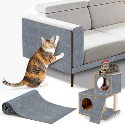Produktbild von Kratzmatte 40 x 200 cm, selbstklebender Möbelschutz, hellgrau, für Sofa