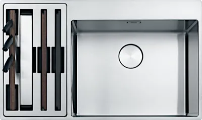 Produktbild von FRANKE Spüle BOX CENTER BWX 220-54-27 A Workcenter links mit Druckknopfventil / Ausschnitt Slimtop 840 x 490 mm - R10