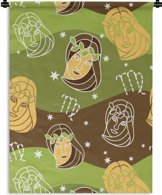 Produktbild von MuchoWow® Wandteppich Wandbehang Jungfrau - Tierkreiszeichen - Muster 90x120 cm Tapisserie Dekoration Wandtuch - Wanddeko