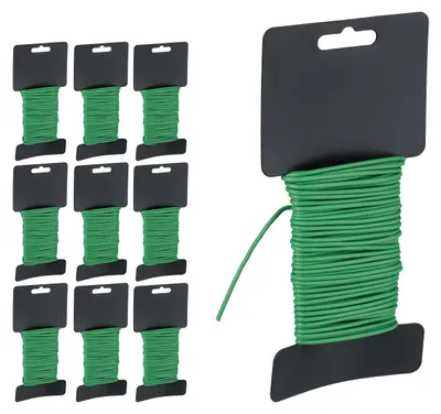 Productafbeelding van Set van 10 tuindraden, 10 m lengte, Ø 2,5 mm, groen kunststof ommanteld