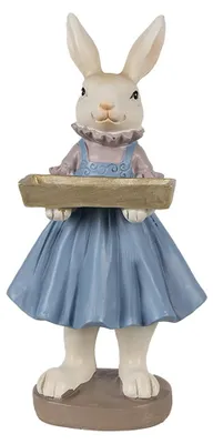 Obrázek produktu pro Clayre & Eef figurka králíka 10x8x20 cm béžová modrá polyresinová