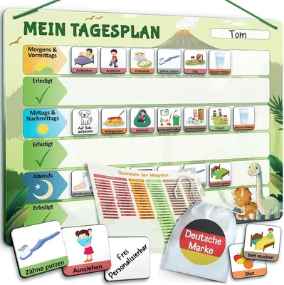Produktbild von LIKARTO Routine Planer Kinder, Montessori Aufgabenplaner & Magnettafel Grün