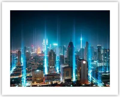 Produktbild von Poster - Poster ohne Rahmen - Stadt Nacht Straße - 50x40 cm - Wand Bild - Wanddeko - Wandbilder - Kunstposter - Wandposter - Bilder - Kunstdruck - Wanddekoration - Wandbild - P2XAA50x40-3903